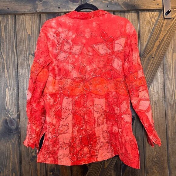 CHICO'S DESIGN Silk Windchime Beads Embroidery Top - Picture 2 of 4